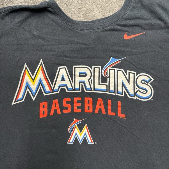Miami Marlins Nike Tee Shirt Mens XL Black Graphic T-Shirt Athletic Baseball - Picture 2 of 7